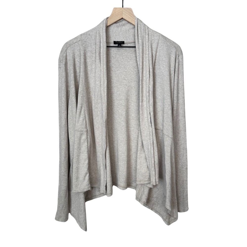 Talbots Neutral Open Cardigan XL Basic Essentials Office Slouchy Modal Pima